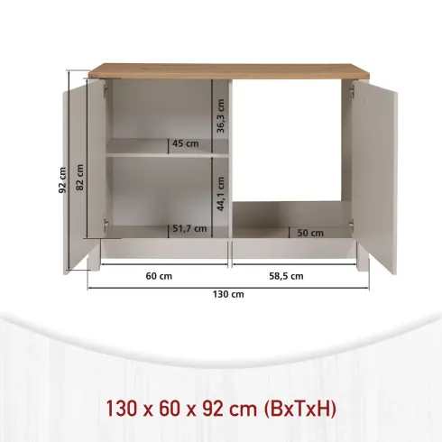 Mobili Cucina Componibile con Base Sottolavello Pensile Beige Rovere