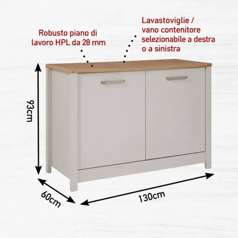 Mobili Cucina Componibile con Base Sottolavello Pensile Beige Rovere