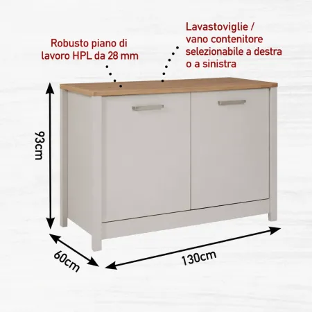 Mobili Cucina Componibile con Base Sottolavello Pensile Beige Rovere