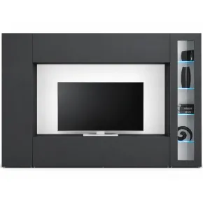 Parete Attrezzata Soggiorno 260 cm Antracite con Vetrina Porta TV 2