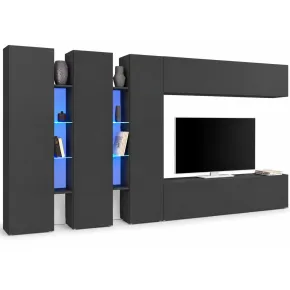 Mobile Porta TV da Soggiorno Parete Attrezzata 340 cm Antracite Opaco