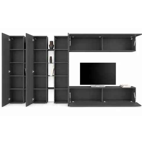Mobile Porta TV da Soggiorno Parete Attrezzata 340 cm Antracite Opaco