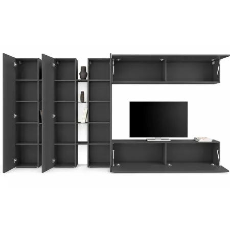 Mobile Porta TV da Soggiorno Parete Attrezzata 340 cm Antracite Opaco