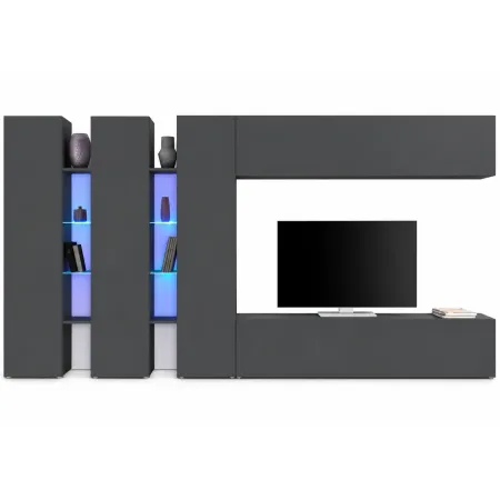 Mobile Porta TV da Soggiorno Parete Attrezzata 340 cm Antracite Opaco
