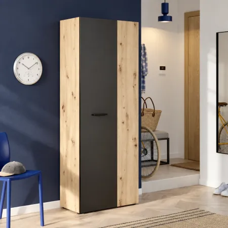Armadio Scarpiera Multiuso 2 Ante Ripiani Rovere Nero Camera Ingresso