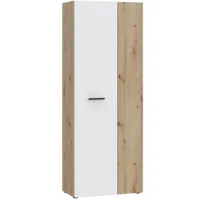 Armadio Multiuso 2 Ante 3 Ripiani Portascope Rovere Bianco Salvaspazio
