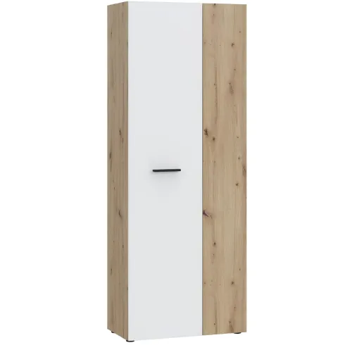 Armadio Multiuso 2 Ante 3 Ripiani Portascope Rovere Bianco Salvaspazio