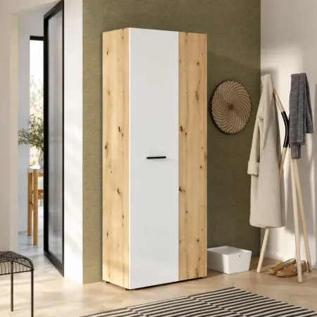 Armadio Multiuso 2 Ante 3 Ripiani Portascope Rovere Bianco Salvaspazio