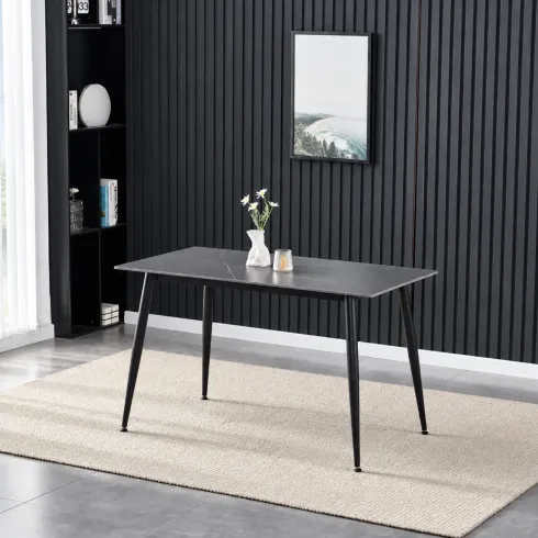 Tavolo 140x80 cm da Pranzo Ceramica Effetto Marmo Grigio 6 Posti