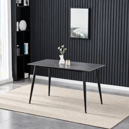 Tavolo 140x80 cm da Pranzo Ceramica Effetto Marmo Grigio 6 Posti