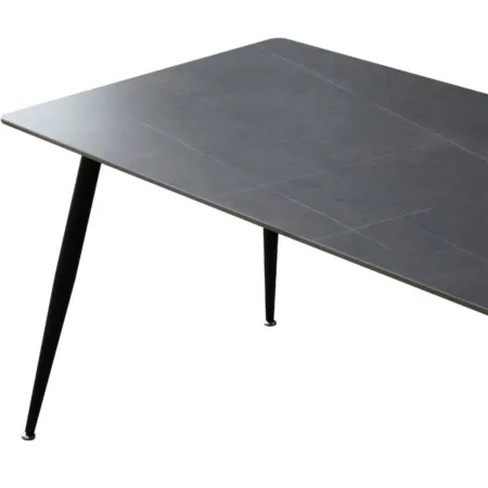 Tavolo 140x80 cm da Pranzo Ceramica Effetto Marmo Grigio 6 Posti