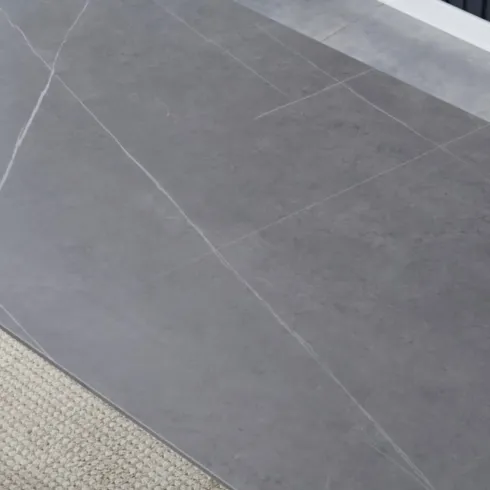 Tavolo 140x80 cm da Pranzo Ceramica Effetto Marmo Grigio 6 Posti