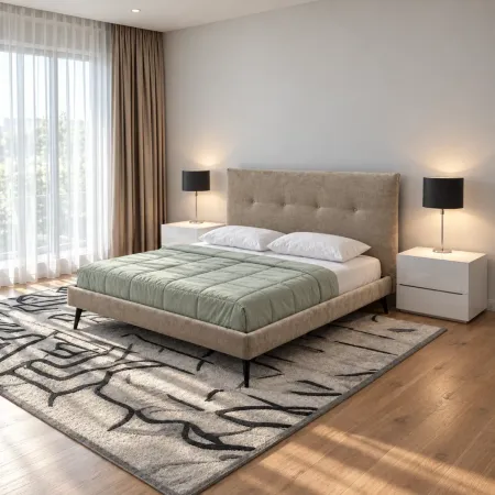 Struttura Letto Matrimoniale Tortora Rete 160x190 Tessuto Antimacchia