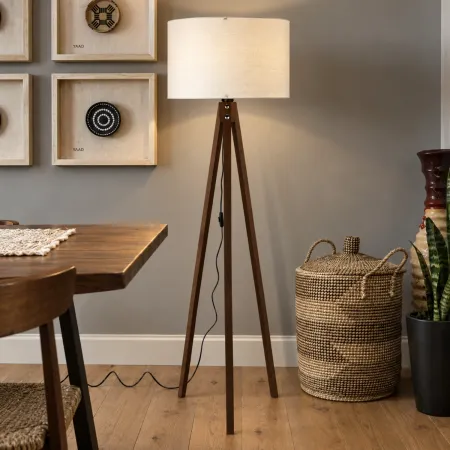 Lampada da Terra Noce con Paralume Crema E27 Camera da Letto Salotto