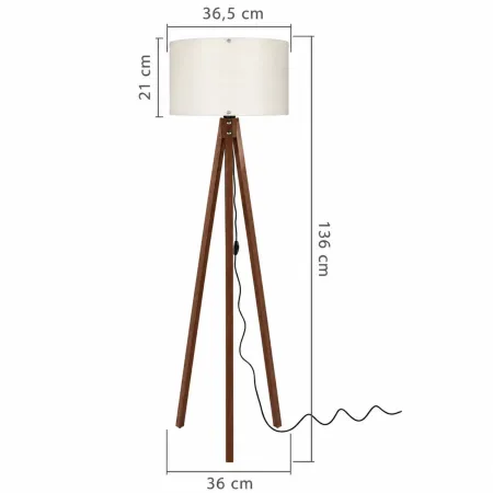 Lampada da Terra Noce con Paralume Crema E27 Camera da Letto Salotto