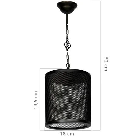 Lampada a Sospensione Metallo Reticolato Nero E27 Soffitto Interno