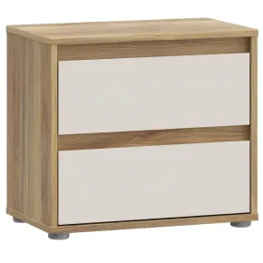 Comodino 2 Cassetti Rovere Beige Cashmere per Camera da Letto