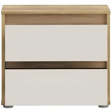 Comodino 2 Cassetti Rovere Beige Cashmere per Camera da Letto