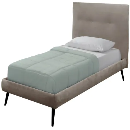Letto Singolo Struttura Imbottita Tortora con Rete Doghe 80x190 cm
