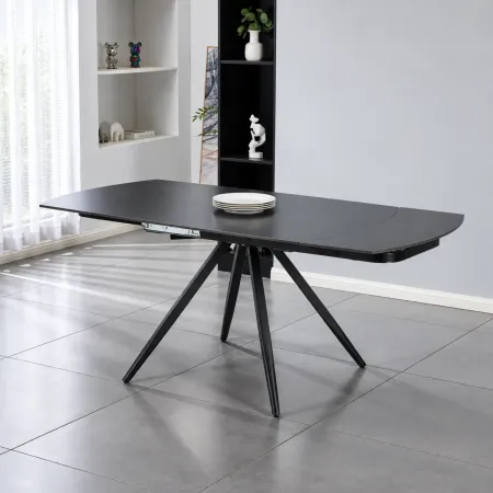 Tavolo Allungabile da Pranzo Rettangolare Ceramica Nero Opaco 180 cm