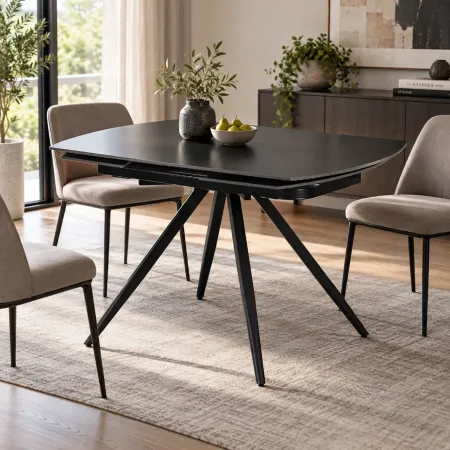 Tavolo Allungabile da Pranzo Rettangolare Ceramica Nero Opaco 180 cm