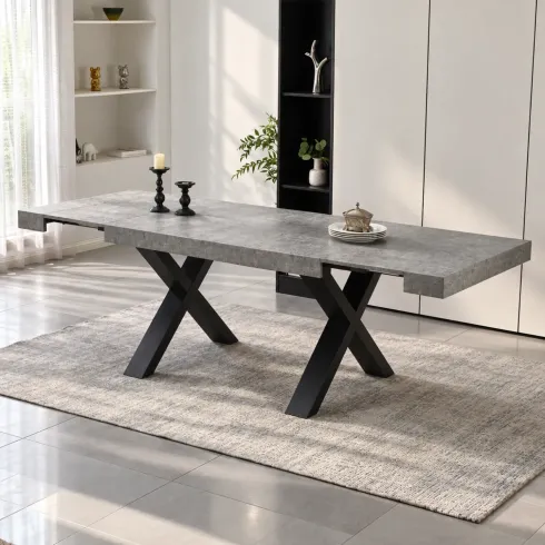 Tavolo da Pranzo Allungabile 160-240 cm Rettangolare MDF Cemento Nero