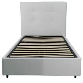 Letto Singolo Contenitore 80x190 cm Testiera Ecopelle Bianco con Rete