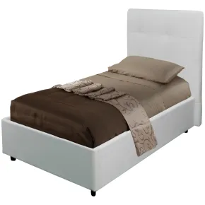 Letto Singolo Contenitore 80x190 cm Testiera Ecopelle Bianco con Rete 2
