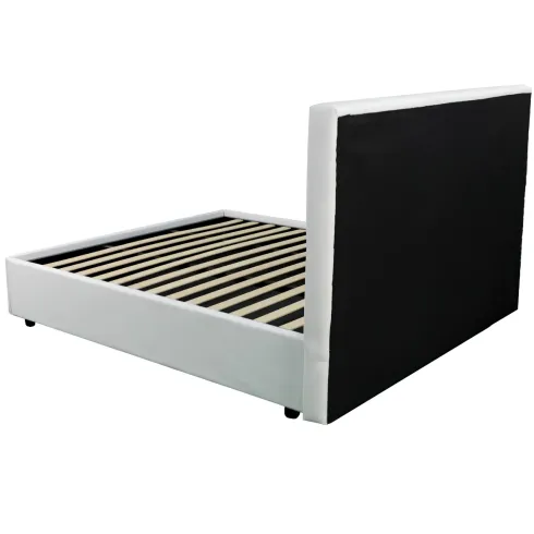 Letto Singolo Contenitore 80x190 cm Testiera Ecopelle Bianco con Rete