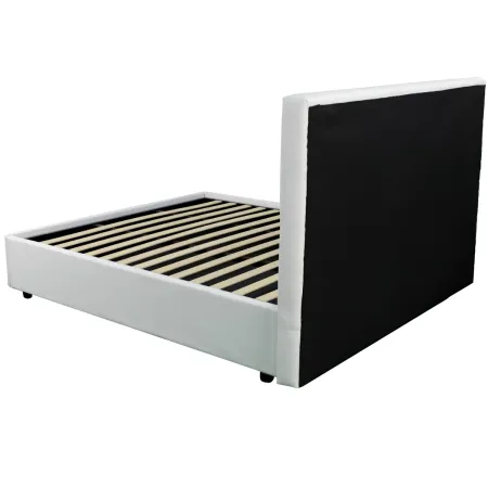 Letto Singolo Contenitore 80x190 cm Testiera Ecopelle Bianco con Rete