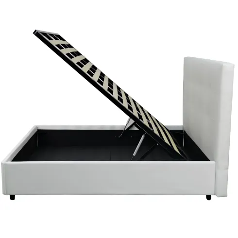 Letto Singolo Contenitore 80x190 cm Testiera Ecopelle Bianco con Rete