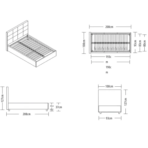 Letto Singolo Contenitore 80x190 cm Testiera Ecopelle Bianco con Rete