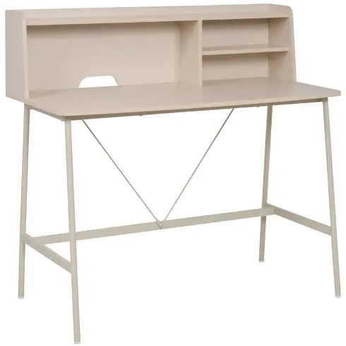 Scrivania con Ripiani in MDF Metallo Beige 115x55x106 cm Camera Studio
