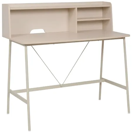 Scrivania con Ripiani in MDF Metallo Beige 115x55x106 cm Camera Studio