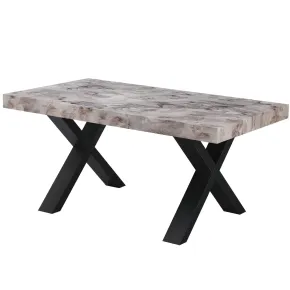 Tavolo da Pranzo Allungabile 160-240 cm in MDF Effetto Marmo Grigio