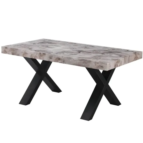 Tavolo da Pranzo Allungabile 160-240 cm in MDF Effetto Marmo Grigio