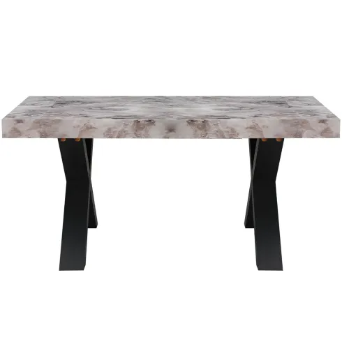 Tavolo da Pranzo Allungabile 160-240 cm in MDF Effetto Marmo Grigio