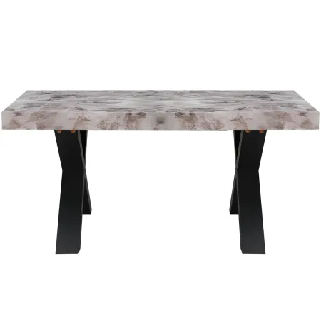 Tavolo da Pranzo Allungabile 160-240 cm in MDF Effetto Marmo Grigio