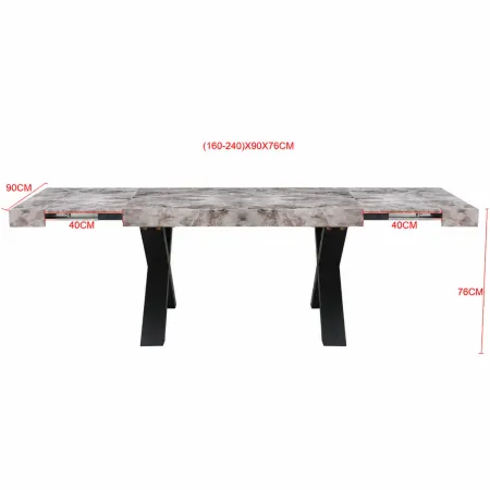 Tavolo da Pranzo Allungabile 160-240 cm in MDF Effetto Marmo Grigio