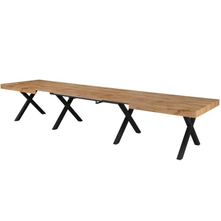 Tavolo da Pranzo Allungabile 200-400 cm in MDF Rovere Gambe Nero