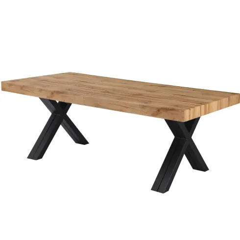 Tavolo da Pranzo Allungabile 200-400 cm in MDF Rovere Gambe Nero
