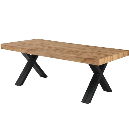 Tavolo da Pranzo Allungabile 200-400 cm in MDF Rovere Gambe Nero