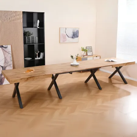 Tavolo da Pranzo Allungabile 200-400 cm in MDF Rovere Gambe Nero