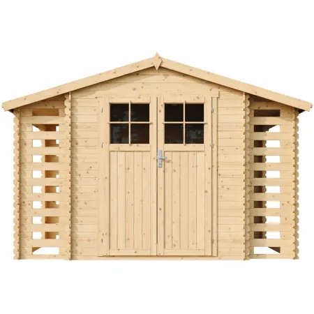 Casetta in Legno Grezzo da Giardino 312x200 cm Porta con Serratura