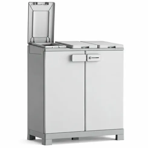 Armadio Keter Raccolta Differenziata 330L 94x45x101 cm Grigio Bianco
