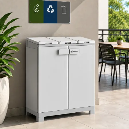Armadio Keter Raccolta Differenziata 330L 94x45x101 cm Grigio Bianco