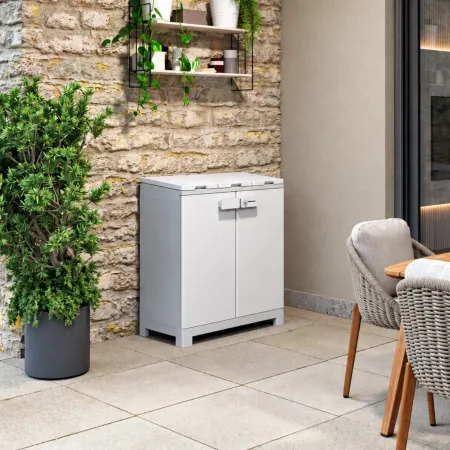 Armadio Keter Raccolta Differenziata 330L 94x45x101 cm Grigio Bianco