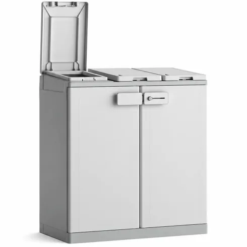Armadio Basso Raccolta Differenziata 94x45x87 cm Grigio Bianco