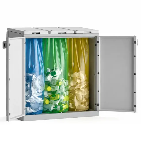 Armadio Basso Raccolta Differenziata 94x45x87 cm Grigio Bianco