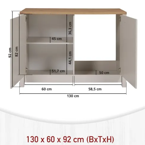 Cucina Modulare 3 Mobili Soft Close Beige Rovere 200 cm MDF Vetro